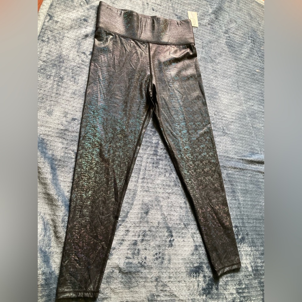 Cut the frills brand, Black Iridescent Shimmer Leggings, medium, new with tags